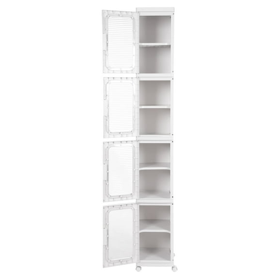 TFCFL 4 Tier Narrow Slim Storage Cabient Floor Cabinet Organizer Cupboard with Wheels