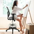 thumbnail image 2 of Giantex  Mesh Drafting Chair, Comfortable Office Chair w/Adjustable Armrests, Foot-Ring & Padded Cushion, Grey, 2 of 8