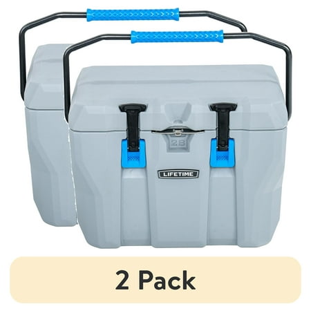 (2 pack) Lifetime 28 qt Bear-Resistant Camping Cooler, Premium High Performance, Ice Retention, Hard Cooler, 20 Can Capacity, Boulder Gray (91289)