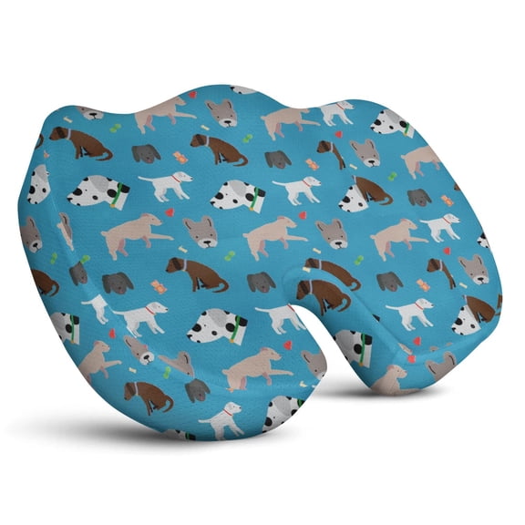 Premium Dog Pattern Memory Foam Seat Cushion Ergonomic Chair Pad for Office Chair, Car, Airplane & Bleachers Sciatica, Tailbone Hip & Back Pain Relief - Chair Cushion for Long Office Workers.