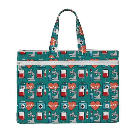 Honeii Medical Elements Print Canvas Tote Bag with Compartments Laptop Tote Bag Large Tote Bag