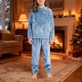 thumbnail image 4 of LIJCC Boys' Girls' Coral Fleece Clothes Set Sweatshirt Top and Pants Winter Warm Soft Fuzzy Homewear Sleepwear Tops(Light Blue,9-10 Years), 4 of 4