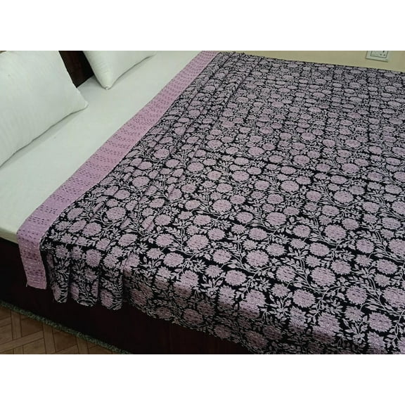 A And E Textiles House Kantha Bedcover Bedding Quilt Hand Block Floral Design Handblock Floral Print Kantha Throw Quilt Light Weight Block Print Quilted