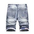 thumbnail image 6 of WREESH Men's Denim Shorts Zipper Elastic Slim Casual Denim Shorts Play Wrap Ripped Mid-Length Shorts Jean Shorts Light Blue, 6 of 9