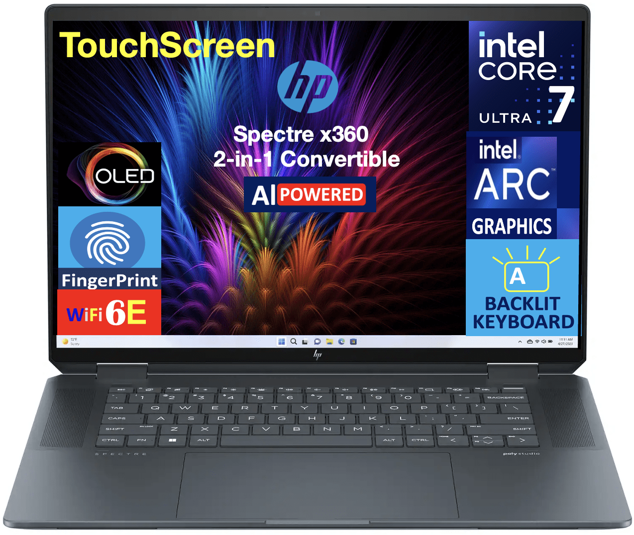 HP Spectre x360 AI Powered 2-in-1 Laptop 16.0in Touchscreen OLED
