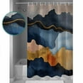 thumbnail image 3 of Extra Long Shower Curtain 72x96 Inch, Navy Blue Brown Shower Curtain Waterproof Bathroom Decor Vintage Modern Artwork Abstract Fabric Bath Curtain Set Accessories with Hooks, 3 of 6