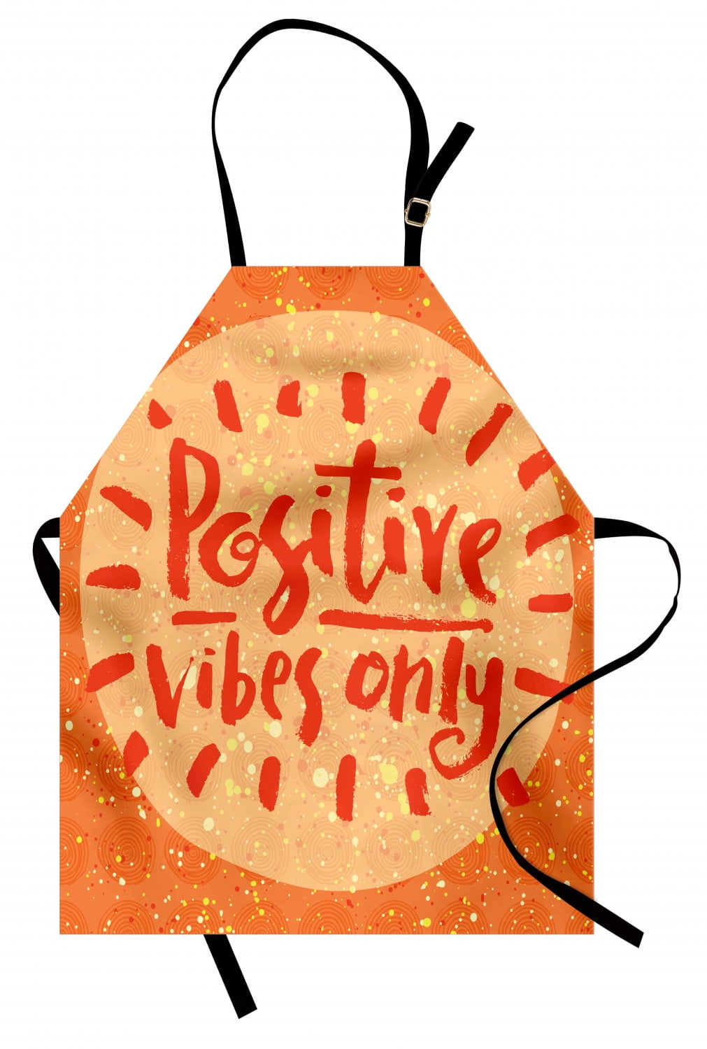 Saying Apron, Positive Vibes Only Hand Lettering Words on Doodle ...
