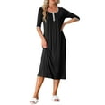 thumbnail image 2 of INSPIRE CHIC Women's Nightgown Lounge Long Dress Soft Nightshirt Sleepwear Pajamas with Pockets XS Black, 2 of 5