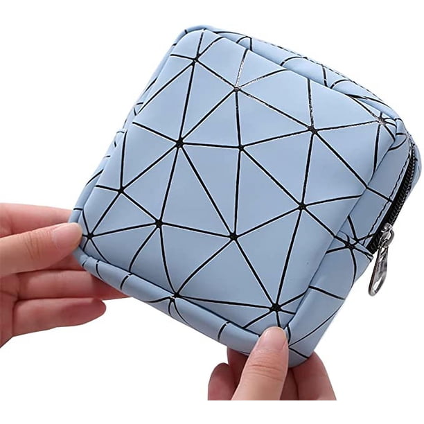Bolsa de almacenamiento de toallas sanitarias Lingge - azul, bolsa sanitaria, caja de almacenamiento portátil para toallas sanitarias, bolsa menstrual femenina, bolsa con cremallera para copa menstrua