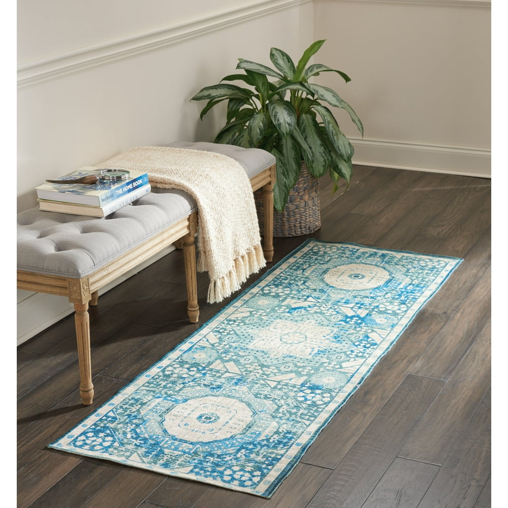 Nourison Madera Repeat Medallions Teal Area Rug
