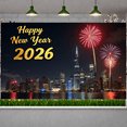 thumbnail image 3 of Night Cityscape Happy New Year Banner Glittering Fireworks Celebration Banner Festive Design for Party Decoration Holiday Event Celebration, 3 of 9