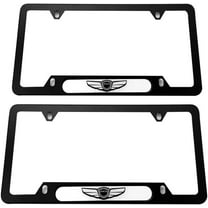 Stainless Steel License Plate Frame Cover Holder for Genesis,Set of 2 Pcs, Black W/Screw Caps