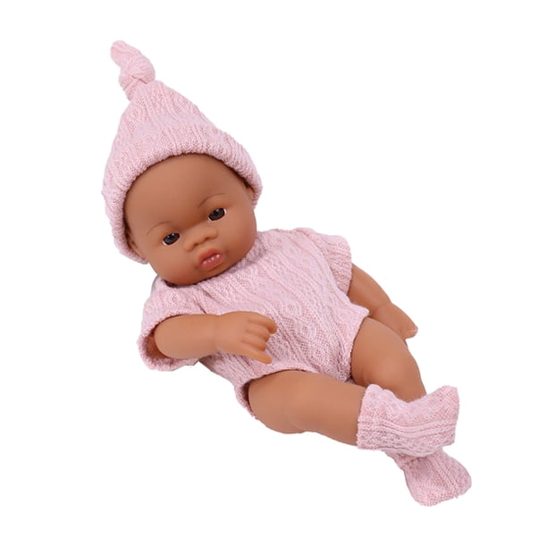 Honeeladyy - Muñeca realista para bebé, incluye ropa bonita y sombrero a juego, cuerpo completo de silicona suave negra, juguetes educativos para niños de 18 meses a 5 años, regalos de cumpleaños