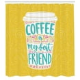thumbnail image 3 of Saying Shower Curtain, Coffee is My Best Friend Funny Message with Hand Drawn Coffee Cup, Fabric Bathroom Set with Hooks, 69W X 70L Inches, Pink Earth Yellow, by Ambesonne, 3 of 3