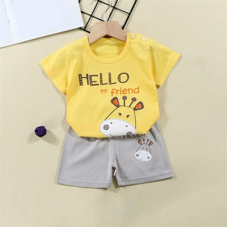 

2Pcs Baby Girls Outfit Clearance Toddler Kids Baby Boys Girls Fashion Cute Short Sleeve Puppy Print Casual Suit