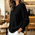 thumbnail image 5 of Liuinsasek Women's Crew-Neck Knit Sweater Solid Color Casual Long-Sleeved Loose-Fit Basic Pullover Easy Layering Piece ，Fashion Winter Outfits，Cozy Lounge Wear, 5 of 8