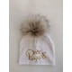 thumbnail image 1 of Gorro con pompón de cubo para bebé, gorro con letras de Príncipe, princesa dorada, a la moda, para recién nacido, 1 of 4