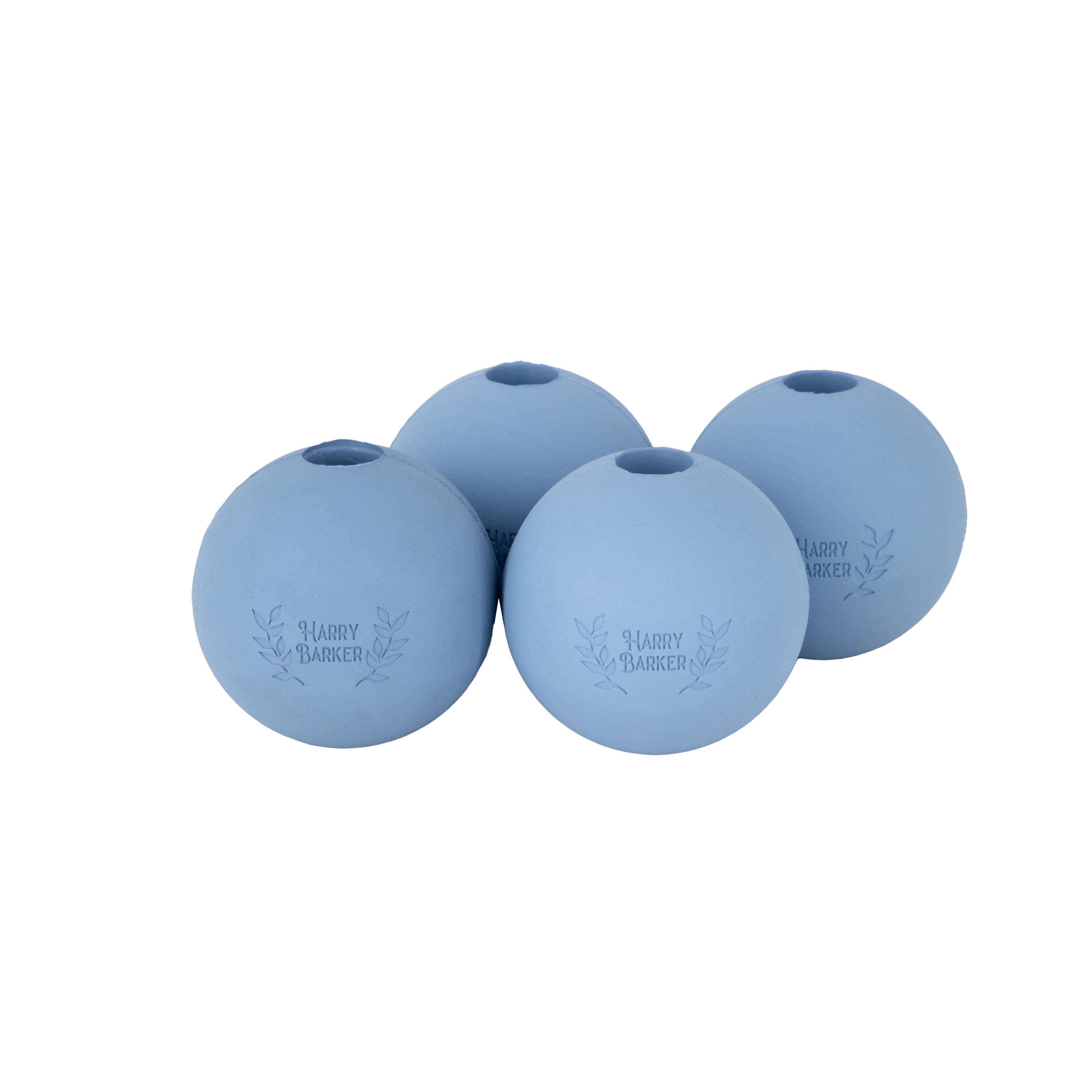 Harry Barker 3 Inch Durable All-Natural Rubber Dog Ball 4 Pack Set, Blue, Large