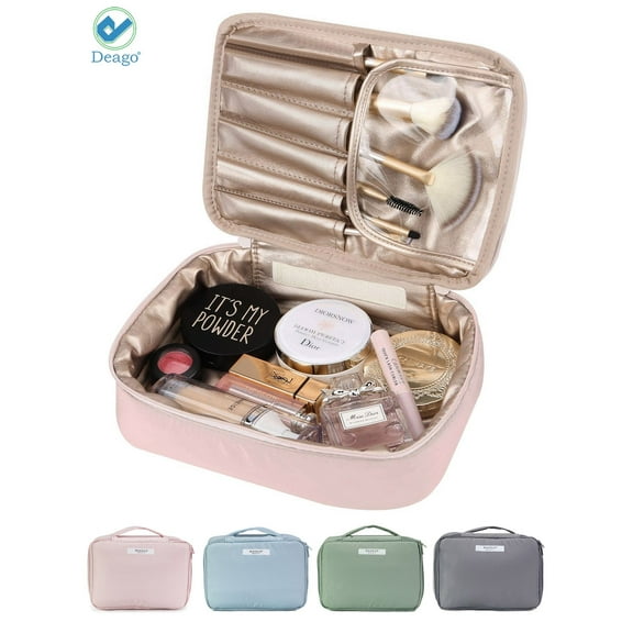 Deago Makeup Bag Cosmetic Bag Large Toiletry Bag Travel Bag Case Organizer for Women with Inner Pouch, Pink