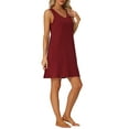 thumbnail image 4 of INSPIRE CHIC Women's Sleeveless Pajamas Tank Dress with Pockets V Neck Sleepwear Lounge Nightgowns XS Red, 4 of 6