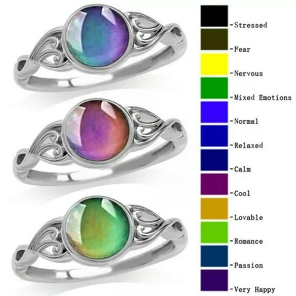 HOOUN Fashion Temperature Color Changing Mood Ring Women Party Jewelry Gift Size 6-10-#3-8