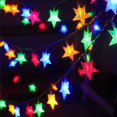 thumbnail image 4 of Luces de cadena de estrellas con pilas, luces de hadas impermeables de 50 LED de 16.4 pies, luces alimentadas por pilas con 8 modos de control remoto, 4 of 5