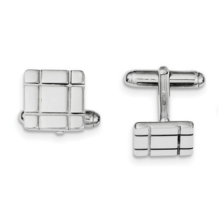 Sterling Silver Grooved Design Cuff Links