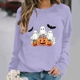 thumbnail image 2 of Turilly Women's Halloween Ghosts and Floral Pumpkins Graphic Crewneck Sweatshirt Long Sleeve Fall Holiday Pullover Top, 2 of 6