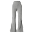 thumbnail image 6 of LIaqionyy Women's Flare Yoga Pants Stretch Casual Ribbed High Waist Leggings Solid Color Bootcut Bottom Pant with Pockets, 6 of 6