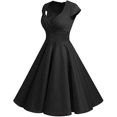 thumbnail image 2 of Robe Rockabilly Années 50 60 pour Femmes Manches Courtes Vintage Robe de Soirée, 2 of 5
