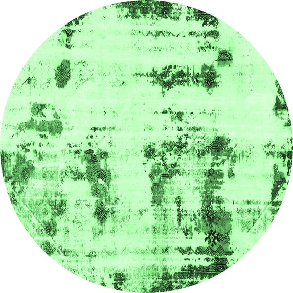 Ahgly Company Indoor Round Abstract Emerald Green Modern Area Rugs, 5' Round