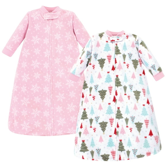 Hudson Baby Infant Girl Long-Sleeve Fleece Sleeping Bag, Sparkle Trees, 0-6 Months