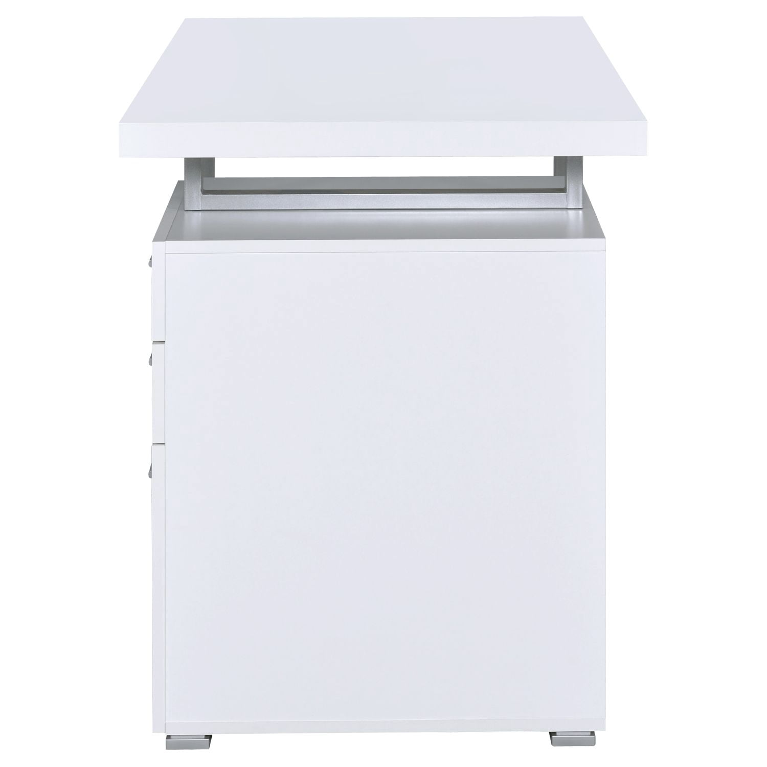 Asteroutdoor White 3-Drawer Reversible Office Desk with Filing Cabinet