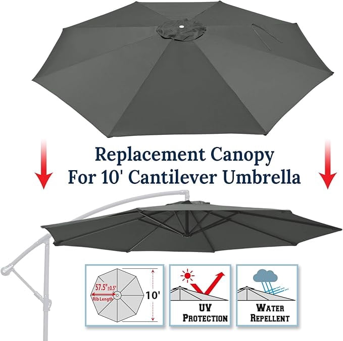 ALUVIERA Replacement Umbrella Canopy for 10ft 8 ribs Cantilever Hanging Umbrella (Canopy Only)