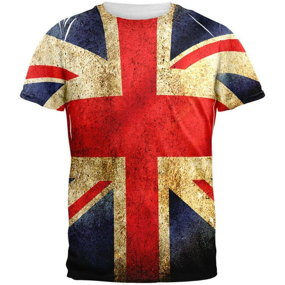 British Flag All Over Adult T-Shirt - 2X-Large