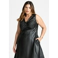 thumbnail image 4 of ELOQUII Women's Plus Size Faux Leather Knot Detail Flare Dress, 4 of 4