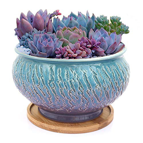Cute Pattern Glazed Ceramic Succulent Planter Flower Bonsai Pot Box Garden Decor 