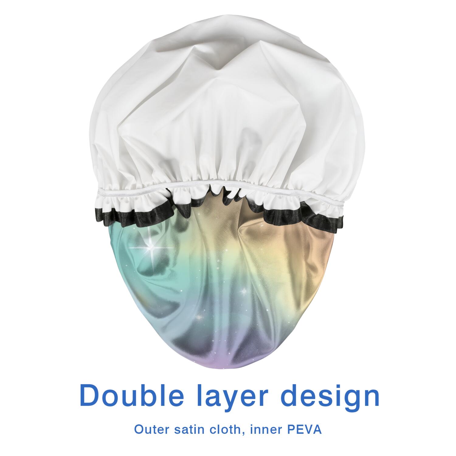 Shower Caps,Colorful Tie Dye Nebula Pattern Waterproof Shower Cap for Women 4 Pieces,Double Reusable Hair Cover for Shower PEVA Elastic Stretch Hem