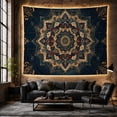 thumbnail image 6 of Vintage Lotus Mandala on Dark Teal Field, Serene Boho for Meditation Enthusiasts, Botanical Wall Art, Housewarming Gift, Tapestry Wall Hanging for Bedroom and Living Room, 6 of 7
