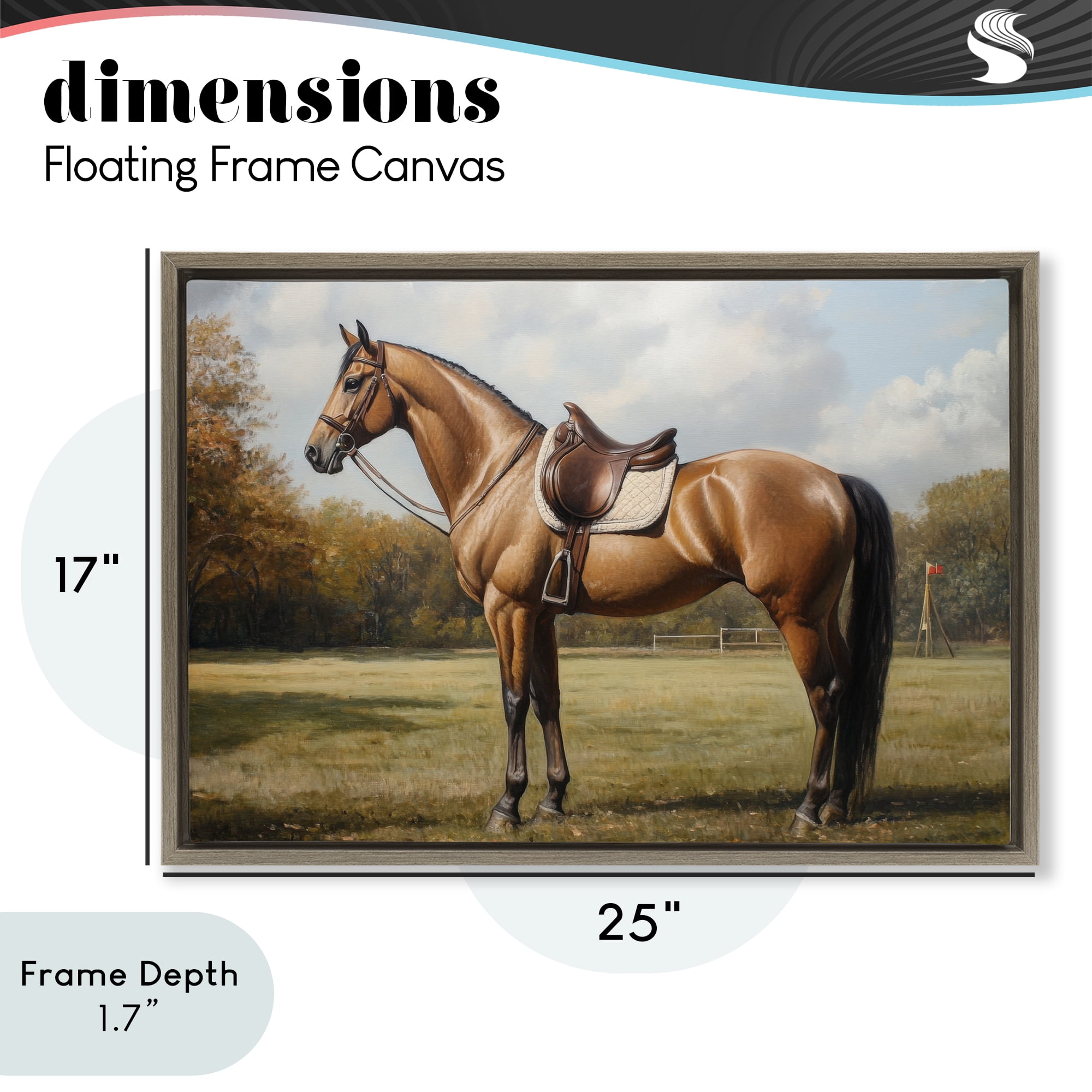 Stupell Industries Show Ready Horse with Saddle Brown Framed Floater Canvas Wall Art, design by Petal Prints Design