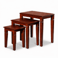 Cnt Table Set 3 Piece Nesting Table Set with Cherry Finish, Traditional Square Side ...