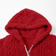 thumbnail image 6 of Women's Fashionable Solid Color Long Sleeved Loose Hooded Zipper Down Plush Jacket, Embroidered Design for Cozy and Chic Look,Red,S, 6 of 8