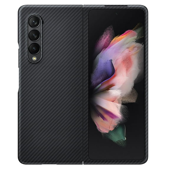 Decase Rugged Case for Samsung Galaxy Z Fold 4, Carbon Fiber Texture Full Body Protection Anti-Scratch Shockproof Heavy Duty Case for Samsung Galaxy Z Fold 4, Black