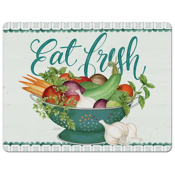 Cut N' Funnel "Eat Fresh" Designer Flexible Plastic Cutting Board Mat