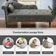 thumbnail image 3 of SYNGAR Modern Lounge Chaise Indoor, Leisure Sofa Accent Chair Upholstered Couch, Button Tufted Seat with Matching Accent Pillow, and Solid Wooden Legs, Grey, 3 of 12