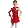 thumbnail image 1 of HULIJA Robe de Patinage Artistique à Manches Longues avec Strass Brillants pour Filles, Rouge 12, 1 of 7