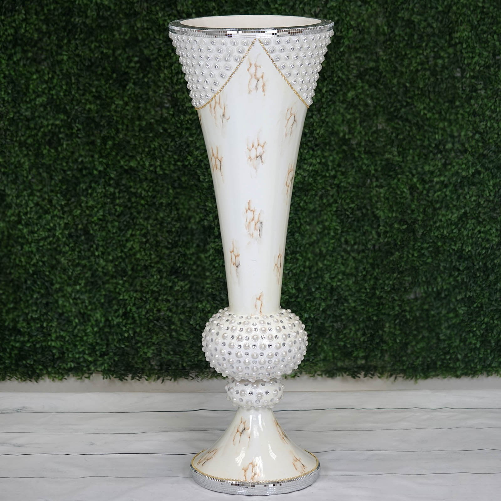 My Aashis Diamonds and Pearl Studded Mosaic Mirror Floor Vase 