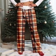 thumbnail image 4 of Women Winter Soild Color Pants Full Length Long Trousers Sports Pants with Plaid Print and Drawstring for Classic and Warm Wear,Saffron,L, 4 of 8
