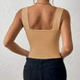 thumbnail image 4 of Women's Crop Tank Tops Square Neck Slim Fit Sleeveless Shirts Workout Fitness Casual Basic Solid Color Blouses (XS, Khaki), 4 of 4