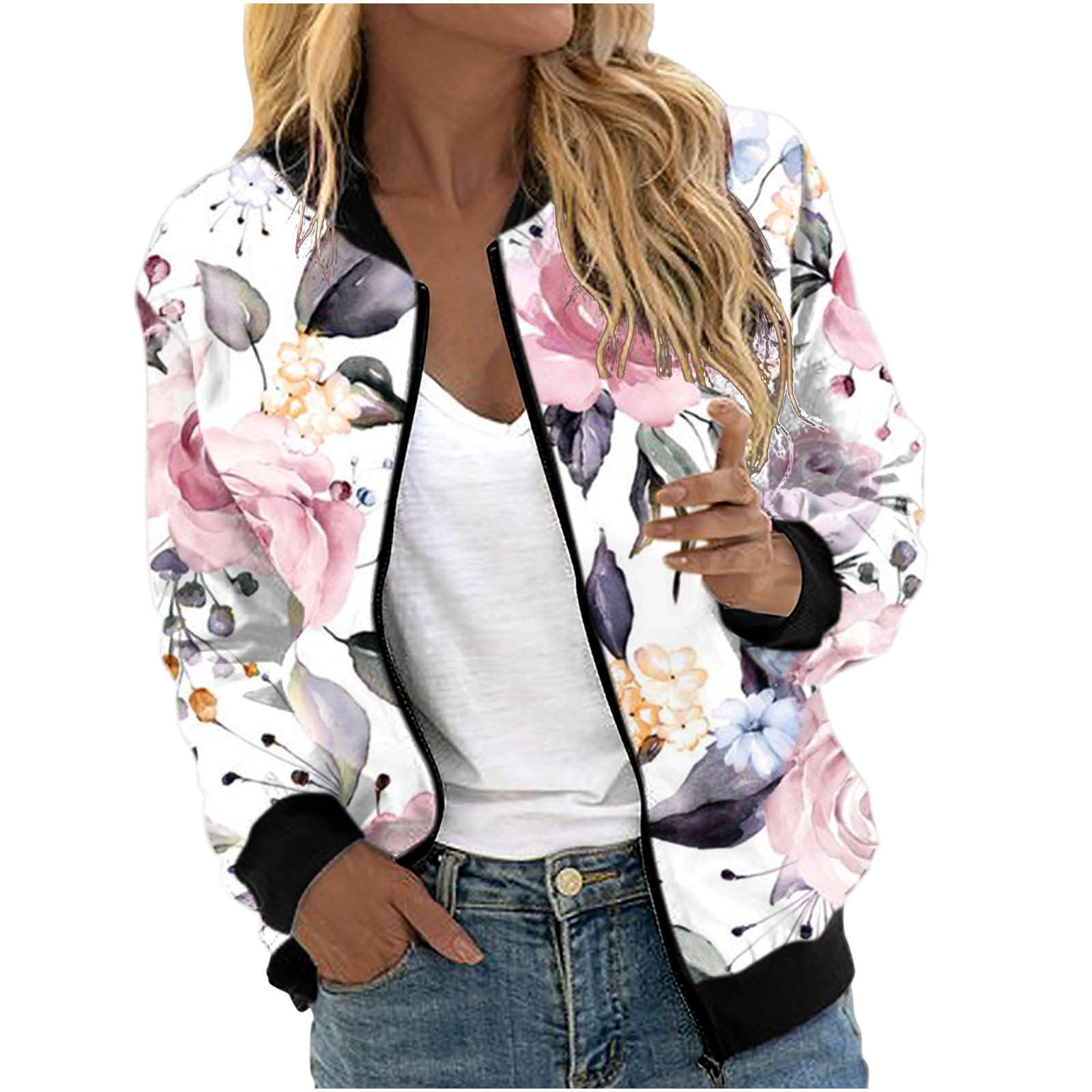 www. - Floral Print Bomber Jacket Women Coat New Fashion